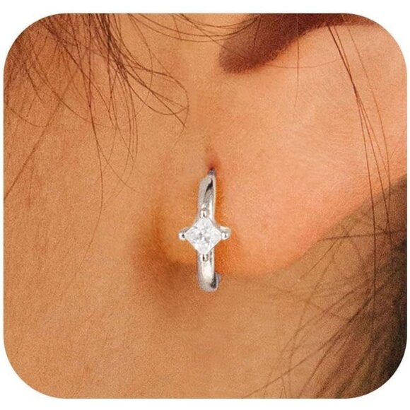 Gold Hoop Earrings for Women 14K Plated Sterling Silver Huggie Dangle Gift - Picture 1 of 6